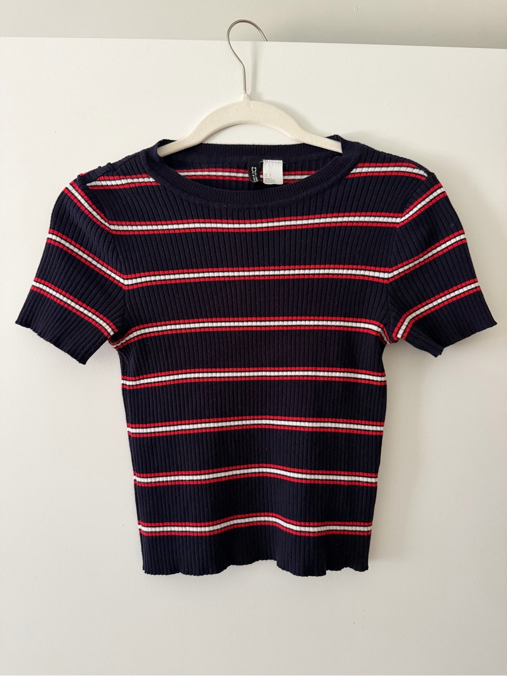 H&M Navy Short-Sleeve Ribbed Tee